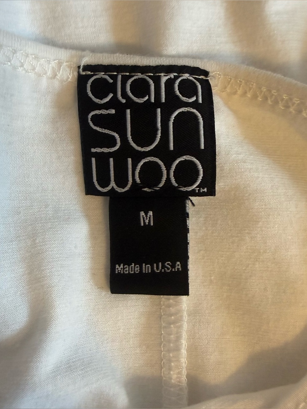 Clara Sun Woo Peach Knit Side Tie Wrap Minimalist Top in White Women's Size Med. - Picture 16 of 16